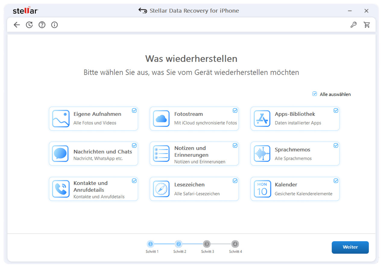 Wählen Sie aus, was Sie wiederherstellen möchten